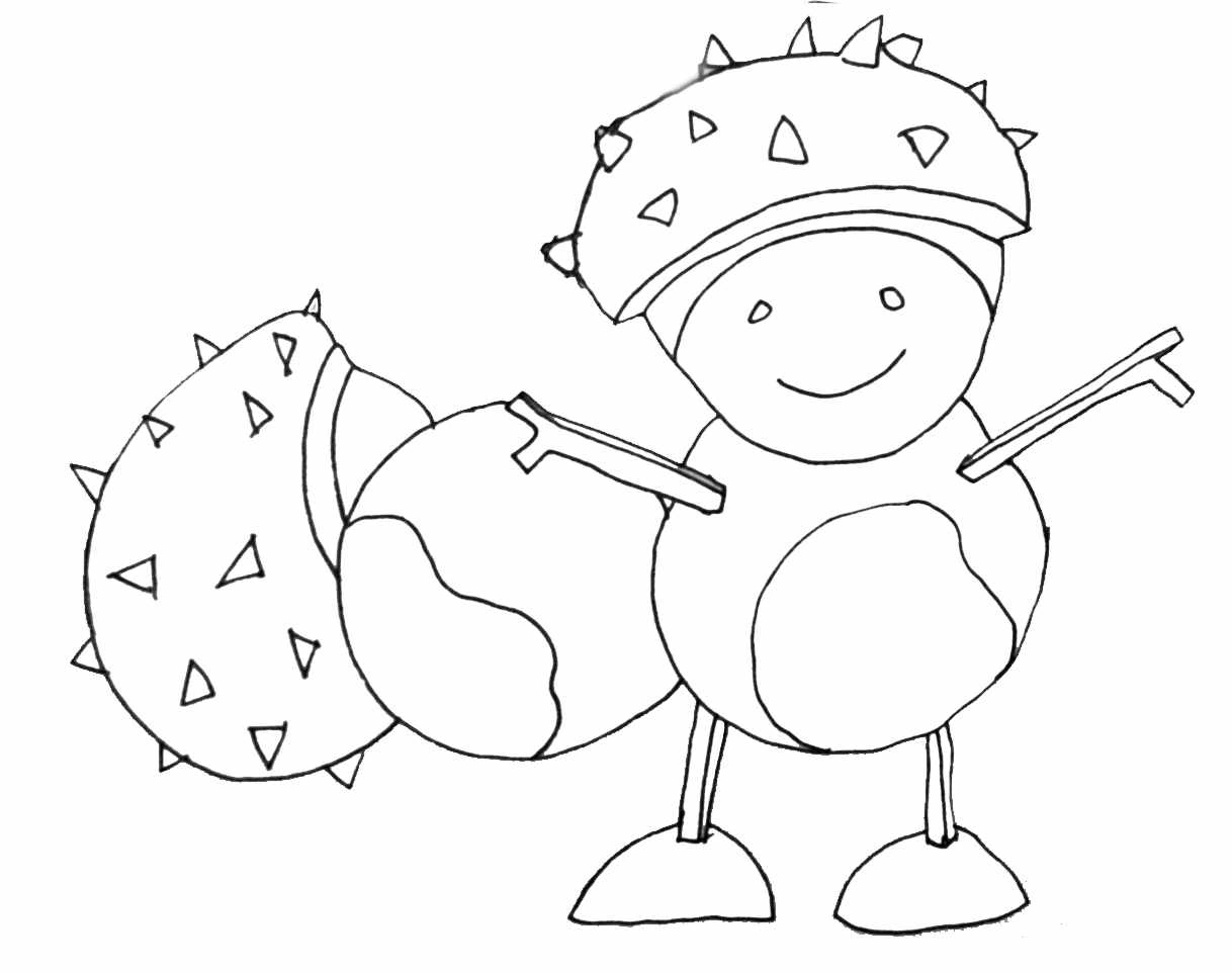 A smiling man made of chestnuts coloring page